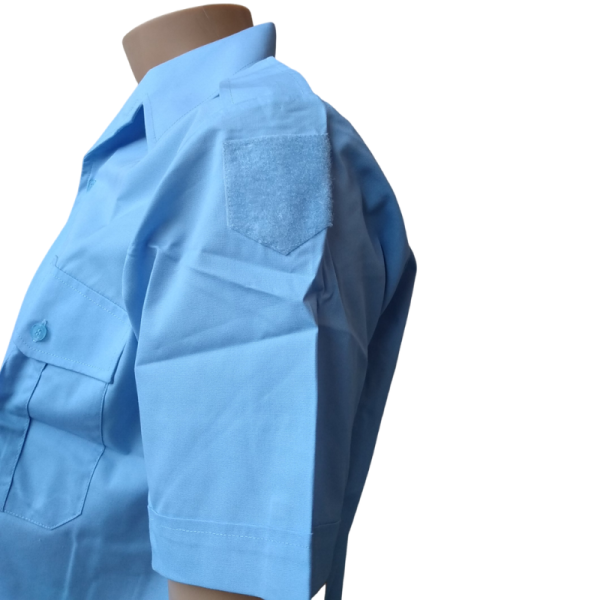 Chemisette Col Plastron Homme Bleu Ciel Motard En Destockage
