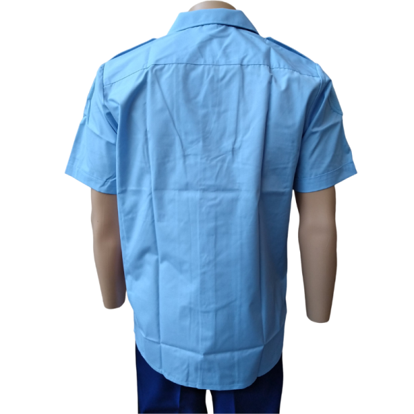 Chemisette Col Plastron Homme Bleu Ciel Motard En Destockage
