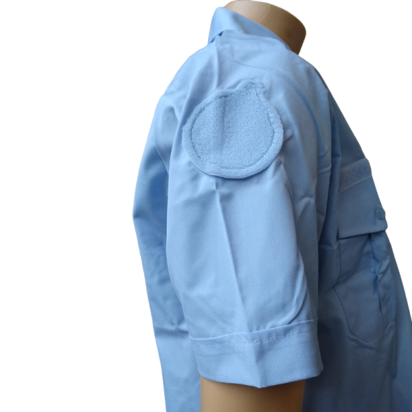 Chemisette Col Plastron Homme Bleu Ciel Motard En Destockage