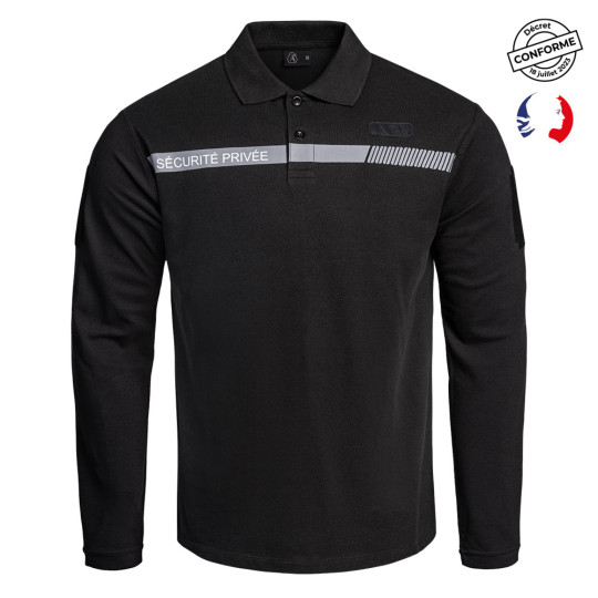 Polo Sécurité Privée Manches Longues Noir Sécu-One A10