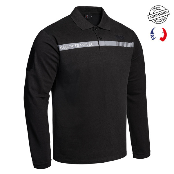 Polo Sécurité Privée Manches Longues Noir Sécu-One A10