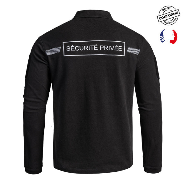Polo Sécurité Privée Manches Longues Noir Sécu-One A10
