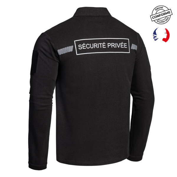 Polo Sécurité Privée Manches Longues Noir Sécu-One A10