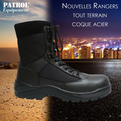 Rangers Coquées Noires Patrol Equipement - Chaussures militaire armée - Rangers Agent Sécurité Quaerius